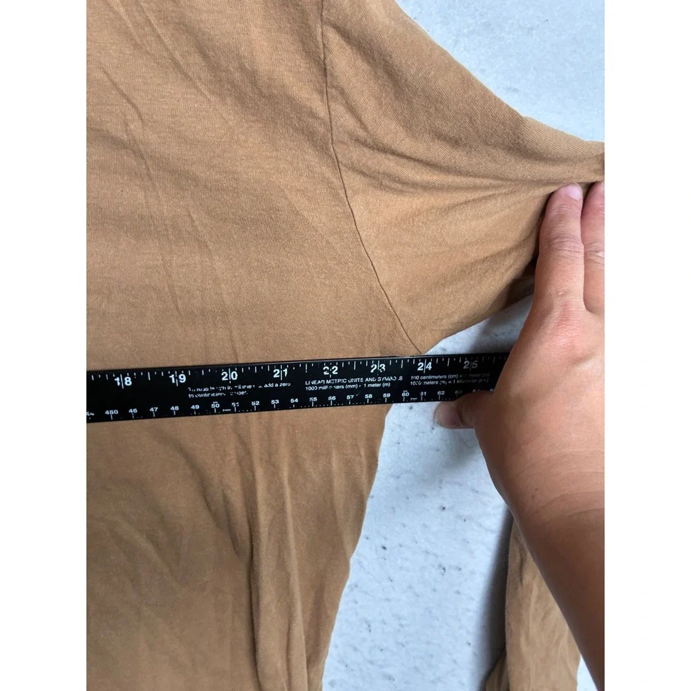 The North Face Mens XL Tan Brown Long Sleeve Graphic Logo T-Shirt Cotton Tee